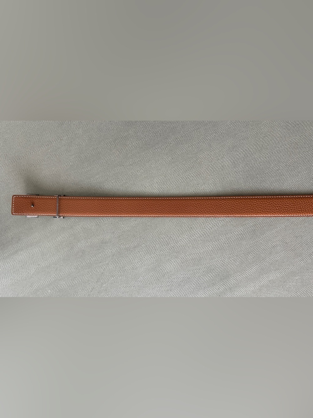 Hermes SILVER Buckle H Belt Black Black Tan Leather Strap 32 mm Width Size 95 Cm - Picture 10 of 16